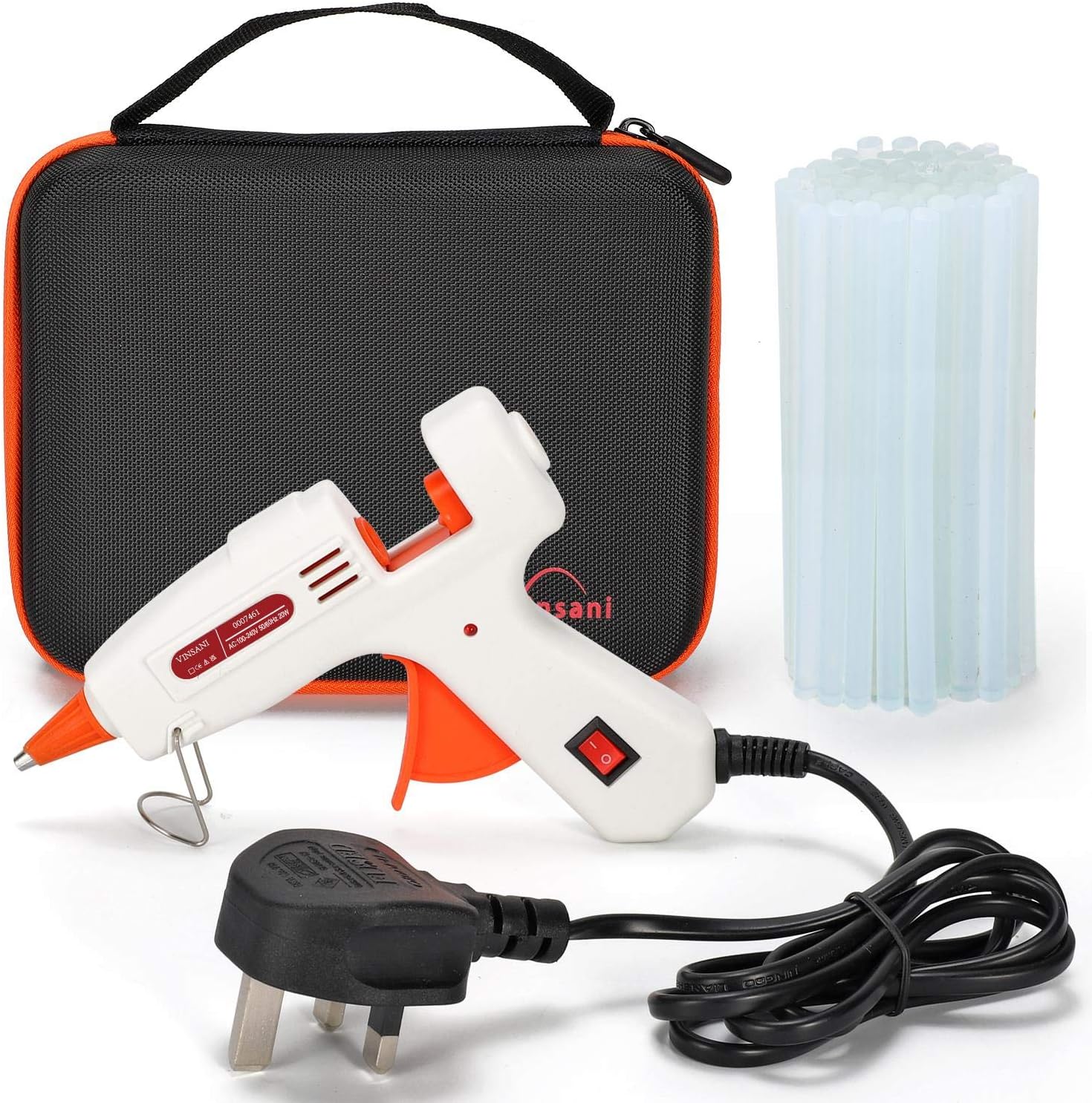 Vinsani Hot Glue Gun with Carry Case 20W Mini Glue Gun with 50pcs 7mm x 150mm Glue Sticks for Kids Craft Hobby Art DIY Home Office Repair Fabric Metal Wood Glass Card Plastic
