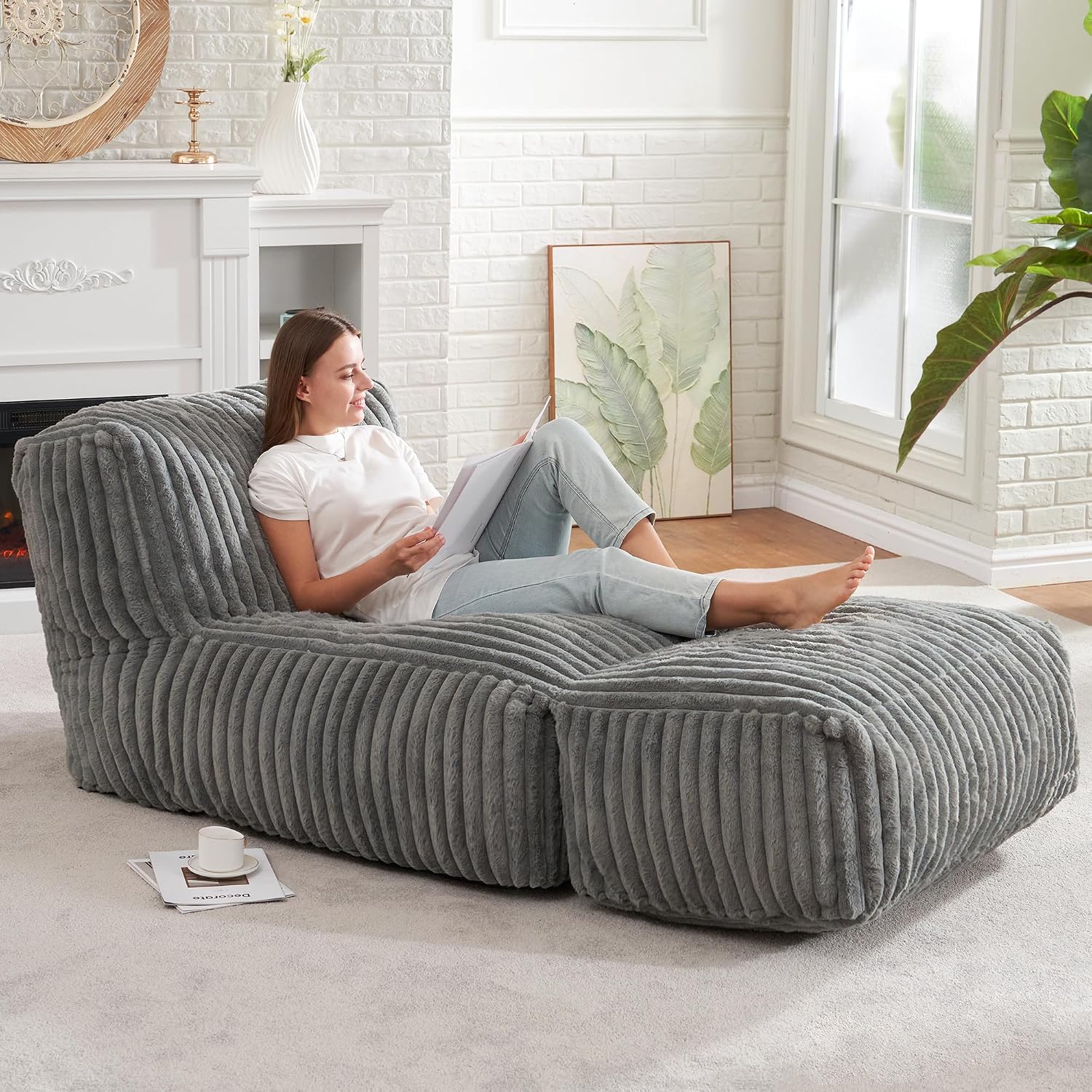 Hobestluk Large Bean Bag Chairs Sofa for Adults Giant BeanBag Couch Lounger