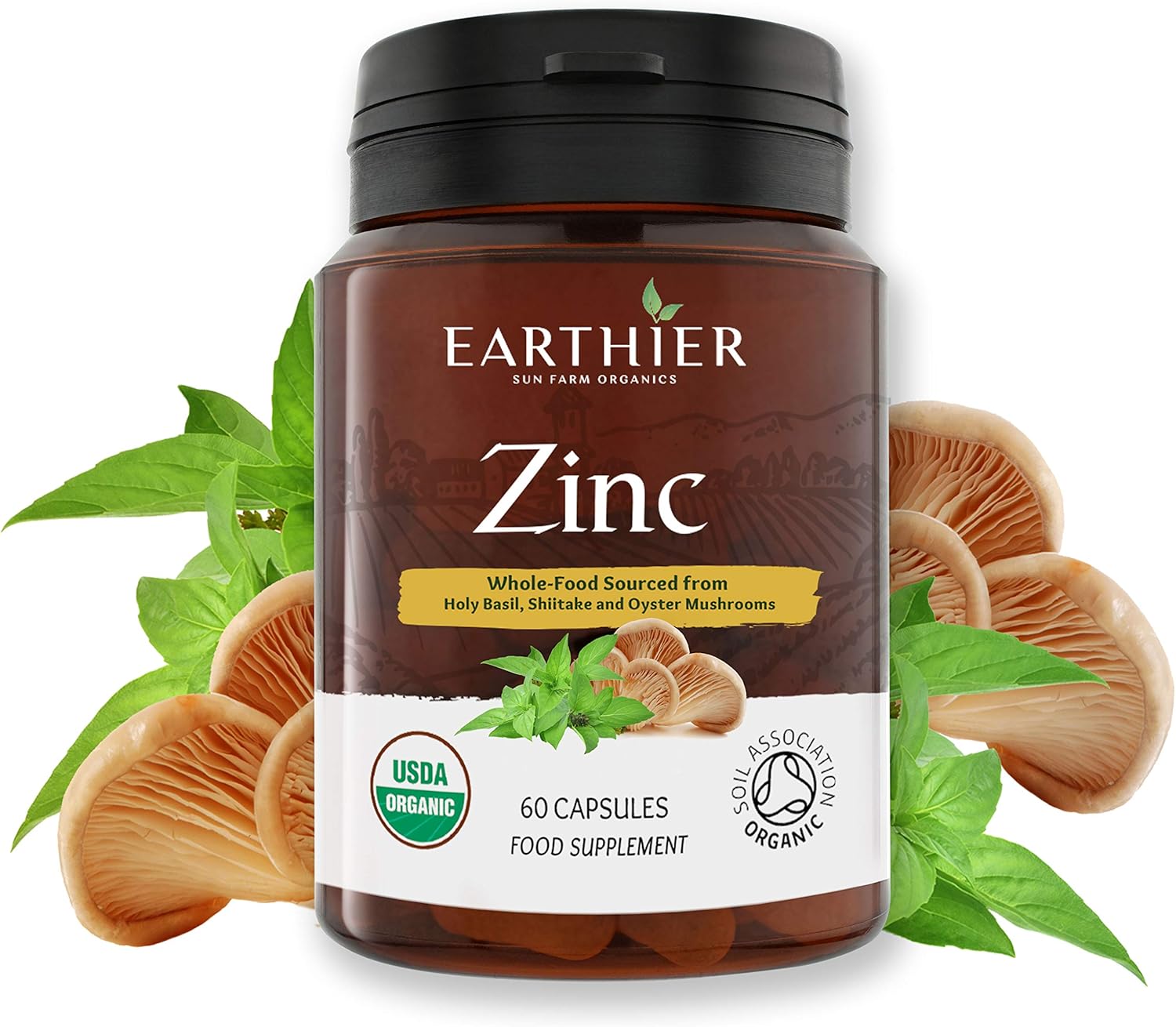 Organic Zinc Whole Food Supplement Certified by Soil Association - 1 Month Supply - Vegan