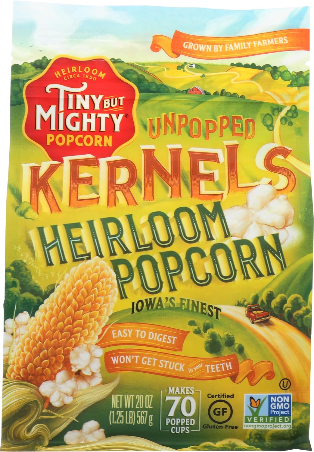 Tiny But Mighty Heirloom Popcorn, Healthy and Delicious, Unpopped Kernels, 1.25lb Bag