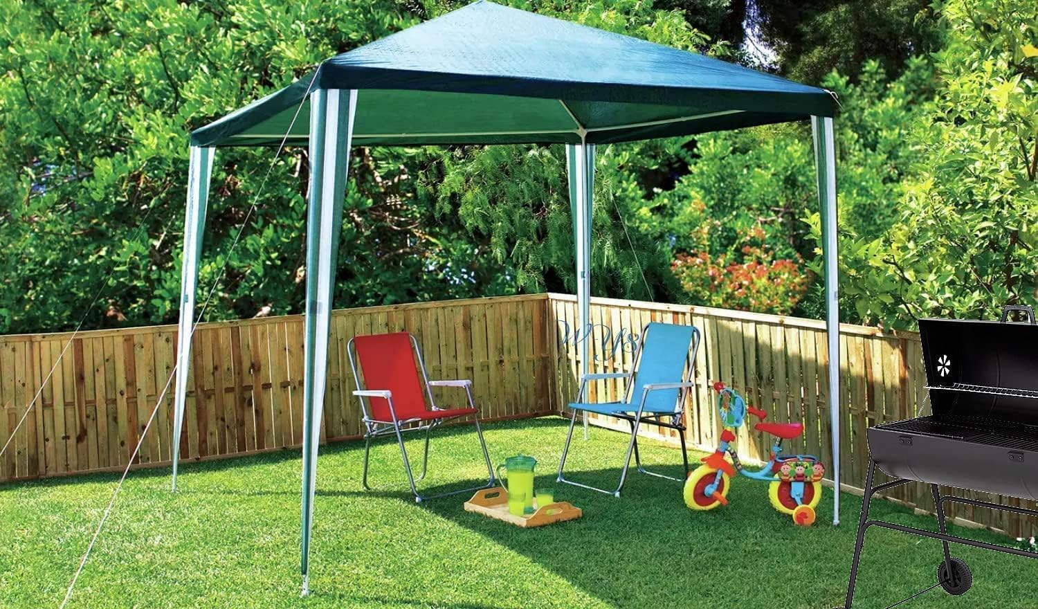 Garden gazebo Party Tent 3m x 3m Marquee Waterproof Outdoor Awning Party Tent Wedding Canopy Green+White