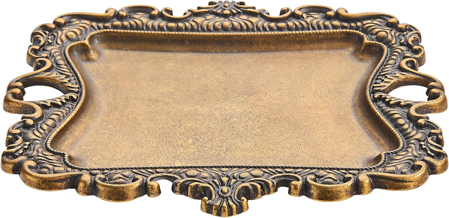 khtumeware Vintage Gold Jewelry Dish Antique Brass Jewelry Trays ideal for holding jewelry rings and small trinkets.