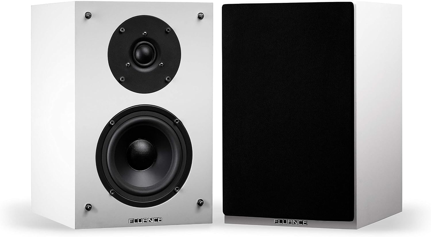 Fluance Elite High Definition 2-Way Bookshelf Surround Sound Speakers for 2-Channel Stereo Listening or Home Theater System - White/Pair (SX6WH)