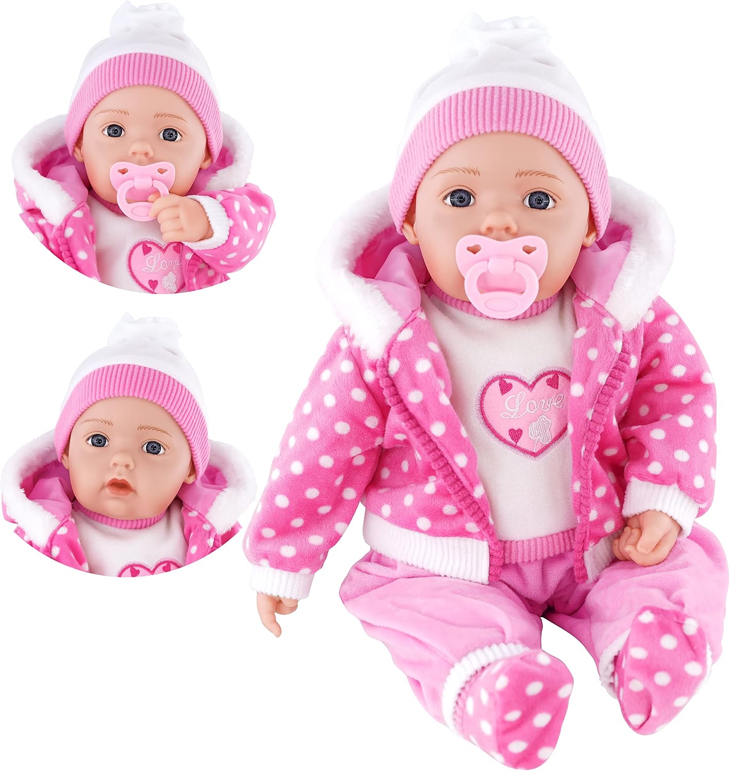 Bibi Doll - 20" Lifelike Large Size Soft Bodied Baby Doll Girls Boys Toy With Dummy & Sounds (Candy Pink)