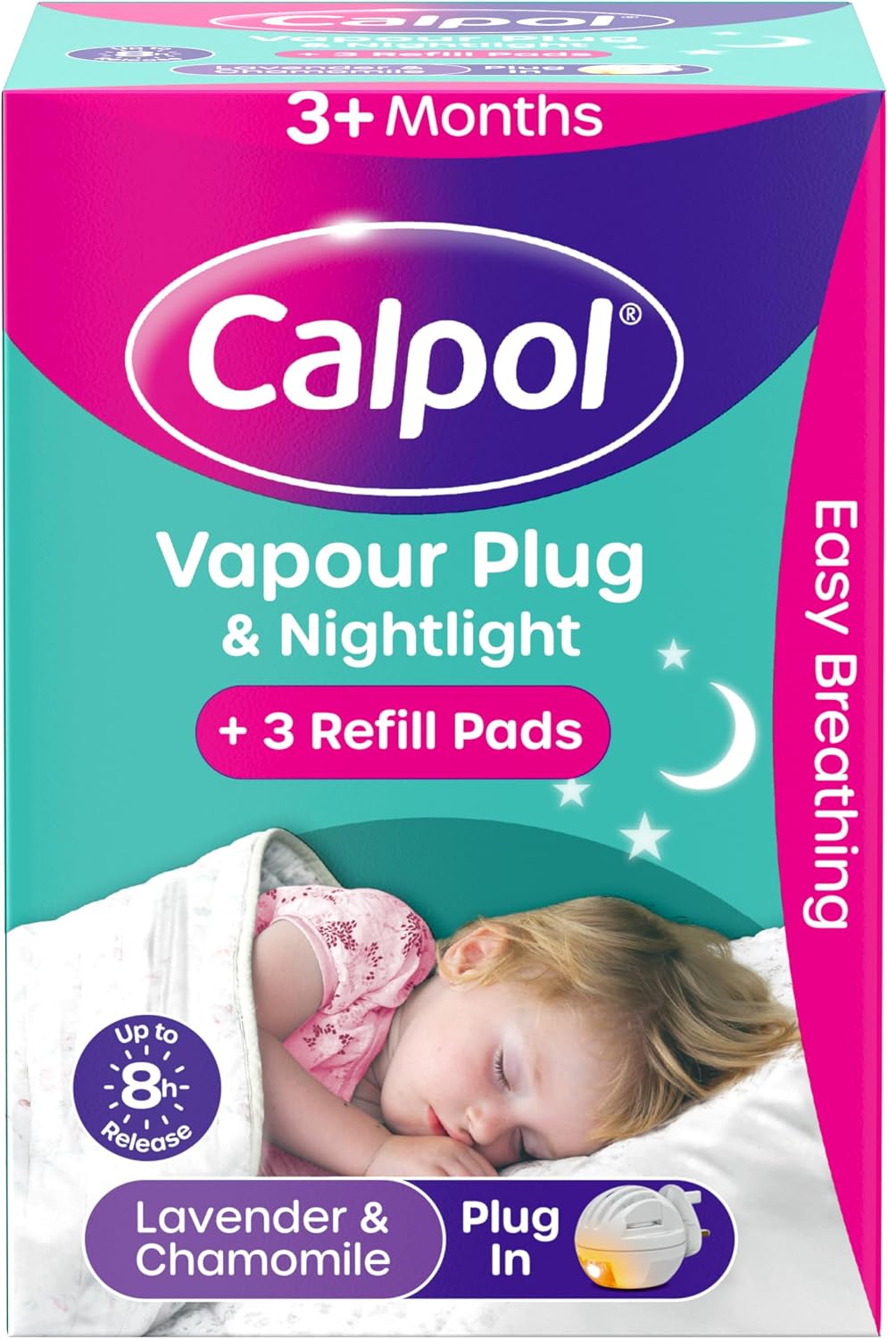Calpol Vapour Plug Nightlight Lavender Chamomile 3+ Months (Orange Light)- Plug and 3 refills