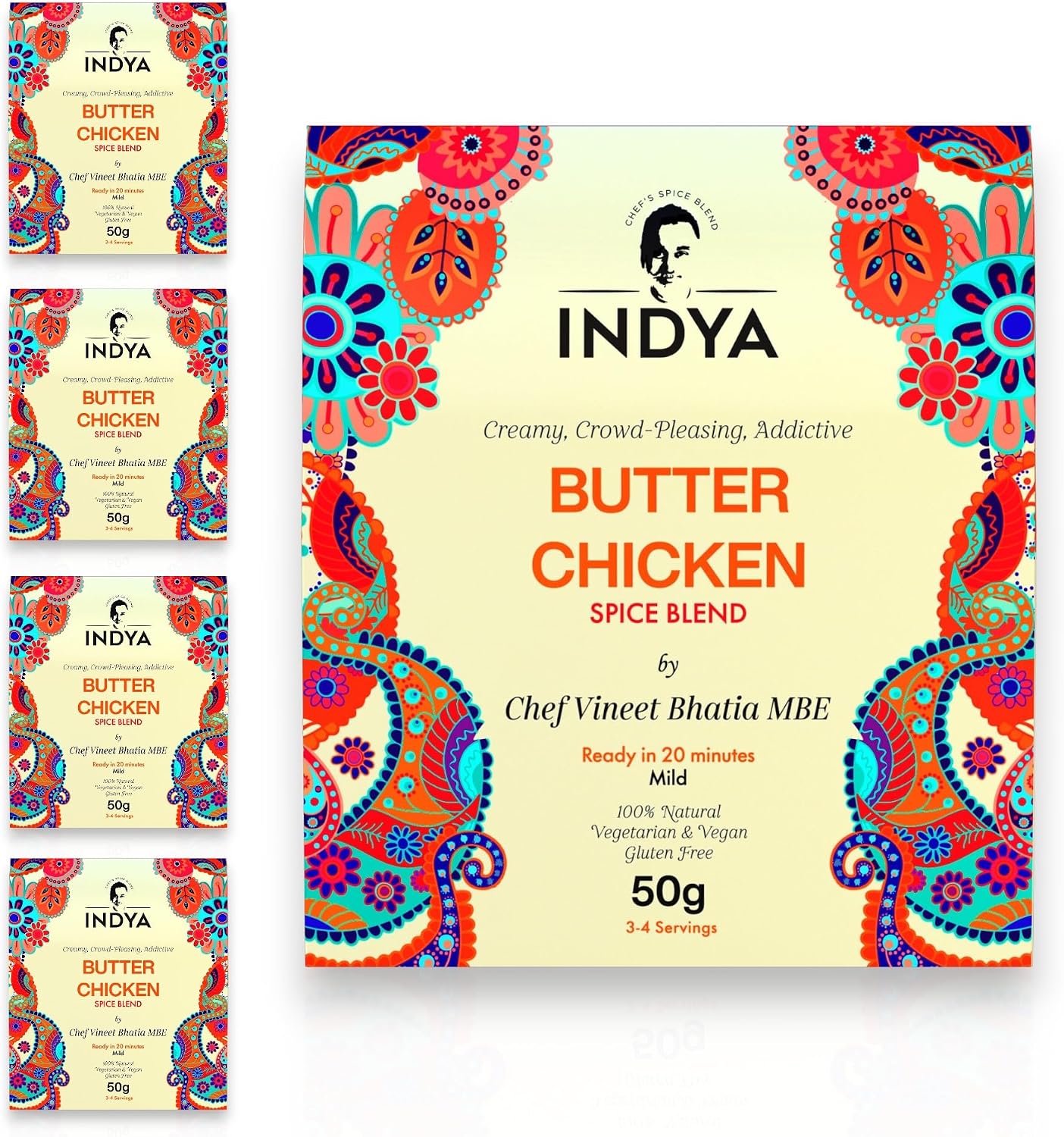 Butter Chicken Spice Mix (5 packs) by Star Chef Vineet Bhatia MBE | INDYA Spices (Multipack (5 packs))