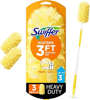 Swiffer Duster Heavy Duty 3 ft Extendable Handle Starter Kit with 3 Refills