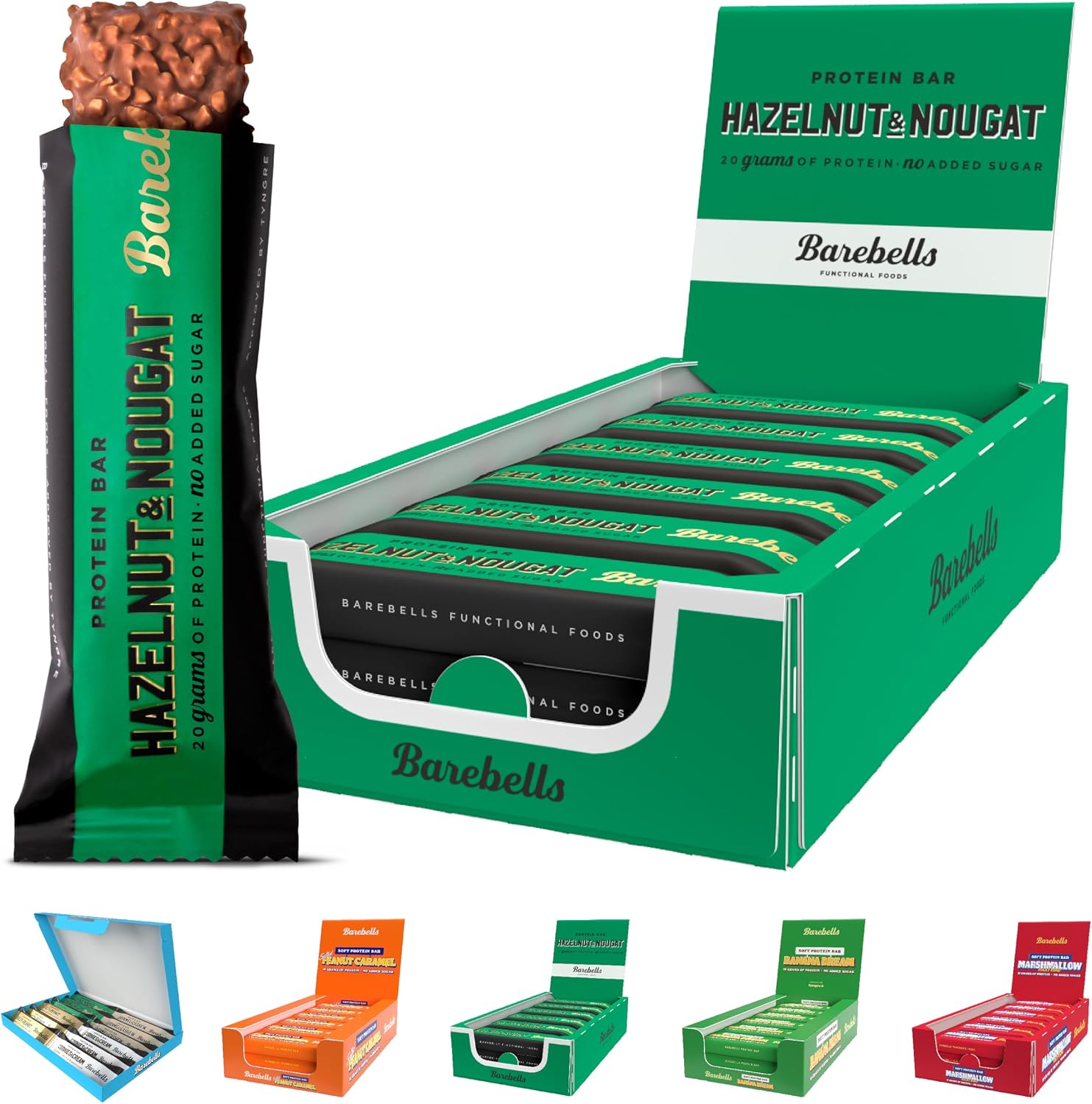 Barebells Protein Bars – Healthy Snacks, Protein Snacks for Breakfast, Sugar Free Chocolate, Low Carb – 12 x 55g (Hazelnut & Nougat)