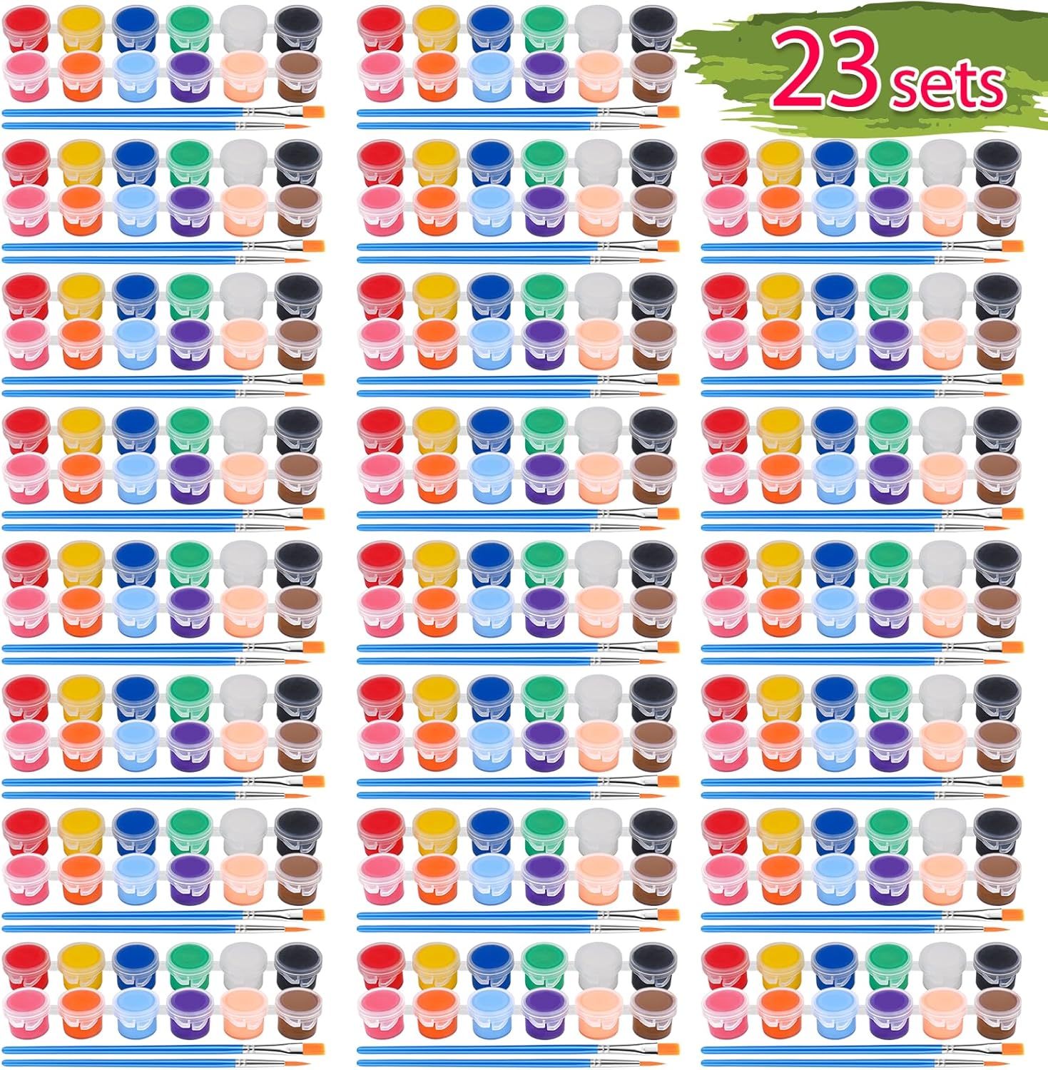 CHANGTIKEJI 6 Colors x 70.5oz Large Bulk Acrylic Paint Set, Rich Art Painting Supplies Non Toxic for Multi Surface, Canvas, Wood, Leather, Fabric Stone Craft, for Kid & Adult with Pump, Color wheel