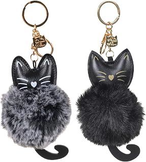 Faux Fur Ball Pom Pom Key Chain Ring for Women Bag Pendant