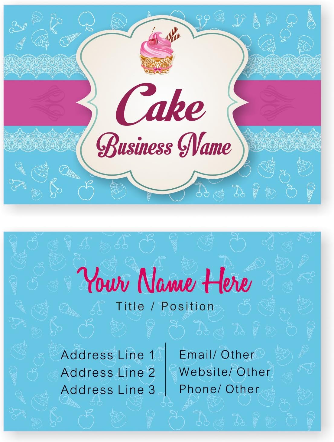 Design Your Own Personalized Business Card Cake Bakery Business Custom Visiting Card- Front Back-110 LBS -Thick paper