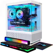 STGAubron Gaming Desktop PC, Radeon RX 580 16G, Intel Core i7-6700 up to 4.0G, 32G DDR4, 2T SSD, 600M WiFi, BT 5.0, RGB Fan x3, RGB BT Sound Bar, Windows 10 Home, White
