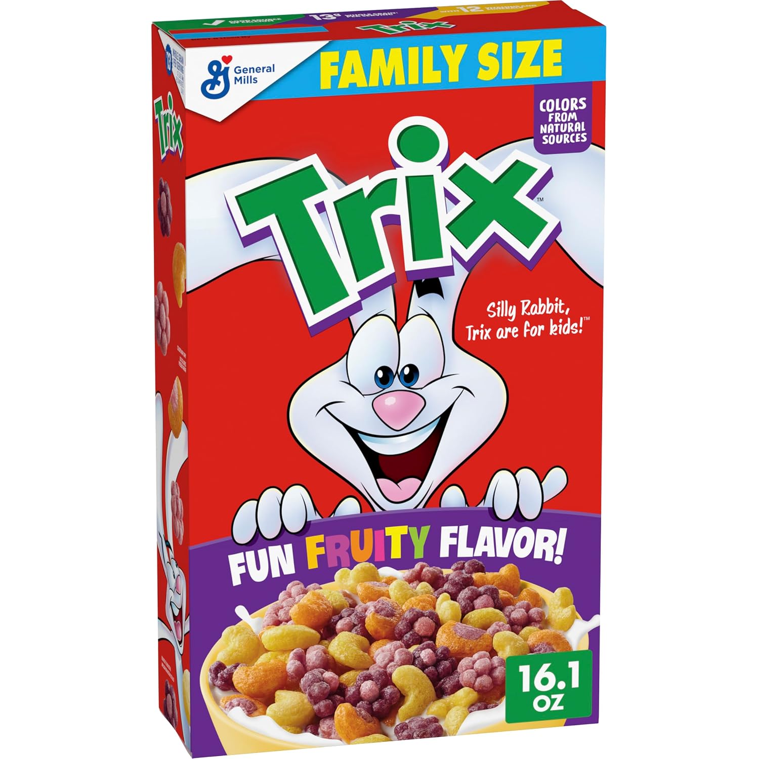 Trix Breakfast Cereal, 6 Fruity Shapes, Family Size, 16.1 oz