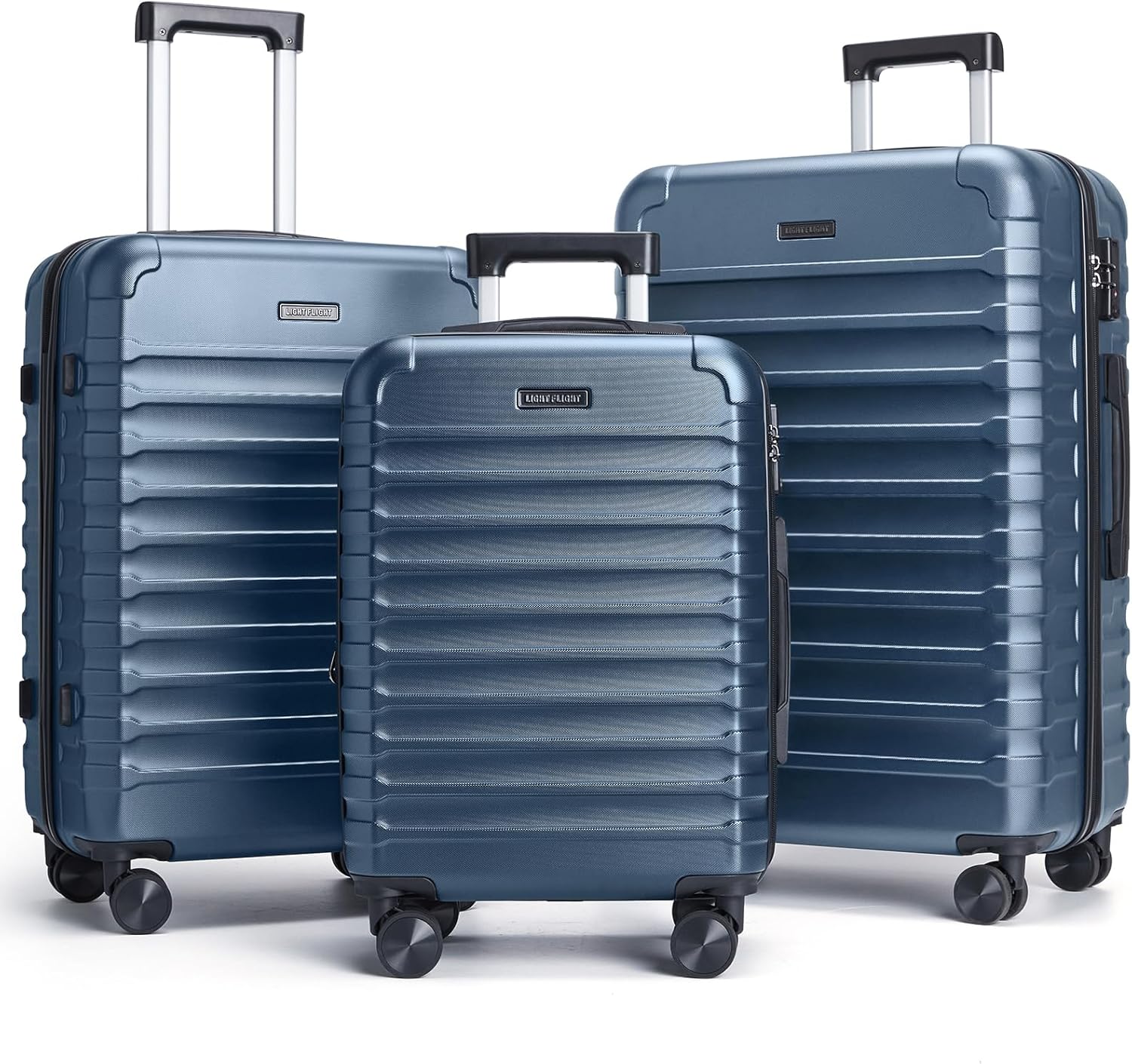 LIGHT FLIGHT Luggage Sets, 3 Piece Durable Suitcase Set with Spinner Wheels, 3 Pcs Hardside Lightweight luggage with TSA Lock, Large Checked Travel Suitcases, 20/24/28 Inch, Royal Blue