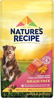 Nature′s Recipe Grain Free Salmon, Sweet Potato & Pumpkin Recipe Dry Dog Food, 4 lb. Bag