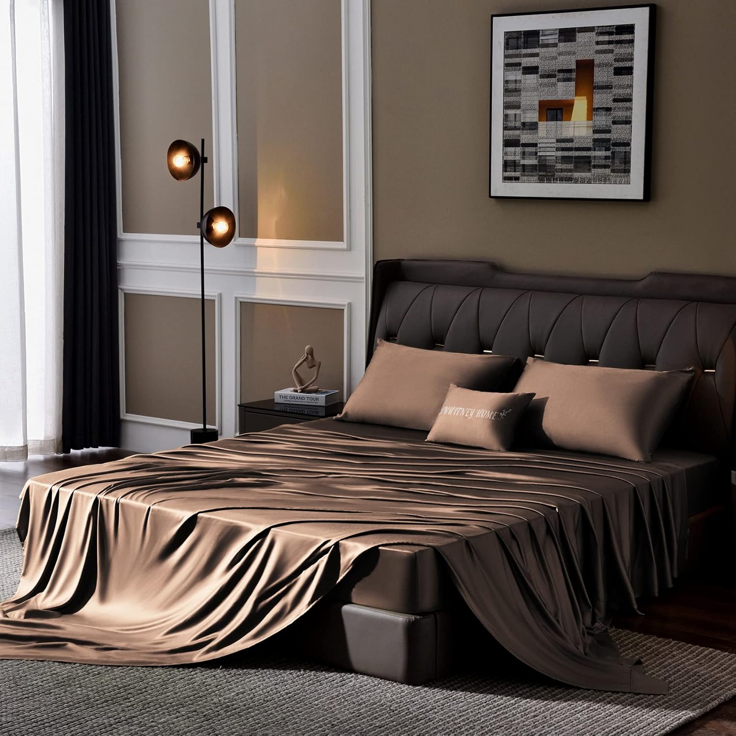 Whitney Home Textile Twin Size Sheet Set - Rayon Derived from Bamboo, Luxury Cooling Bed Sheets, 16" Extra Deep Pocket, Soft & Breathable Hotel Bedding Sheets and Pillowcases Sets