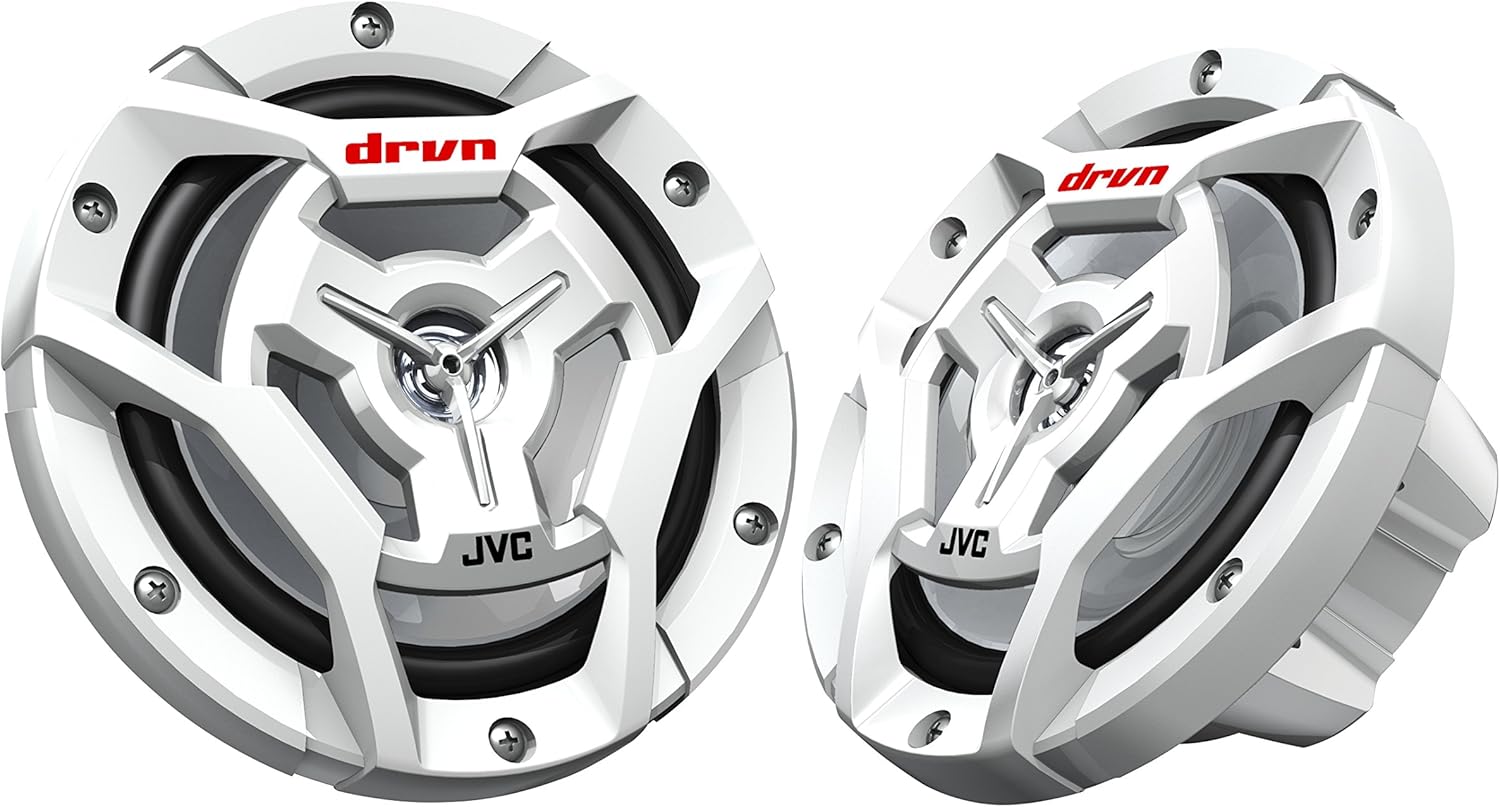 JVC CS-DR6200M Marine 6.5" 2-Way Coaxial Speaker - Set of 2 (White) featuring Water Resistant Woofers / UV Resistant Grilles / Max Power 150W