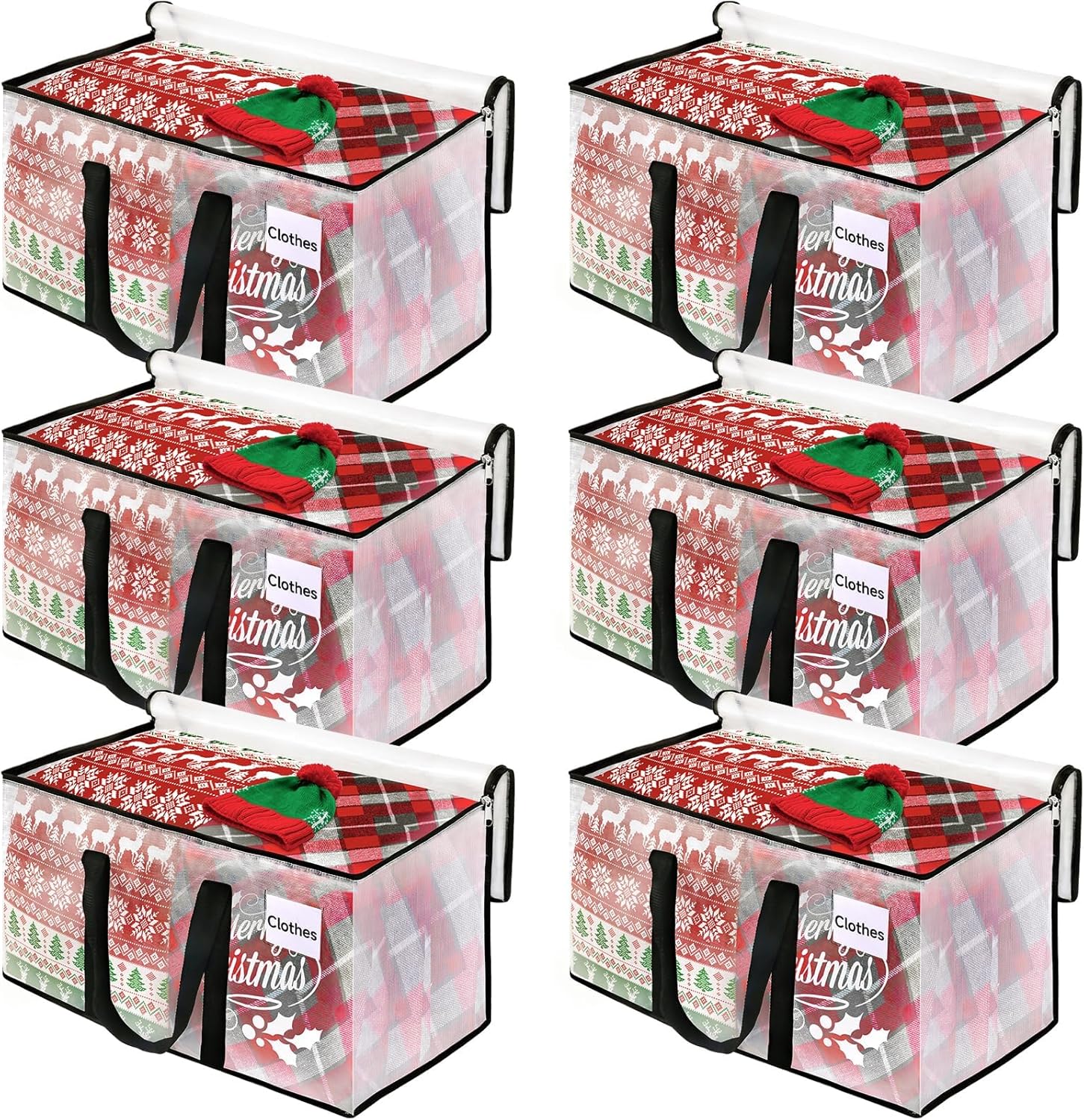 Clear Moving Bags Heavy Duty Extra Large, Moving Supplies with Reinforced Handle and Double Zipper, Storage Totes for Moving Essential, Packing Bags Alternative to Moving Box(6 Packs, Clear)