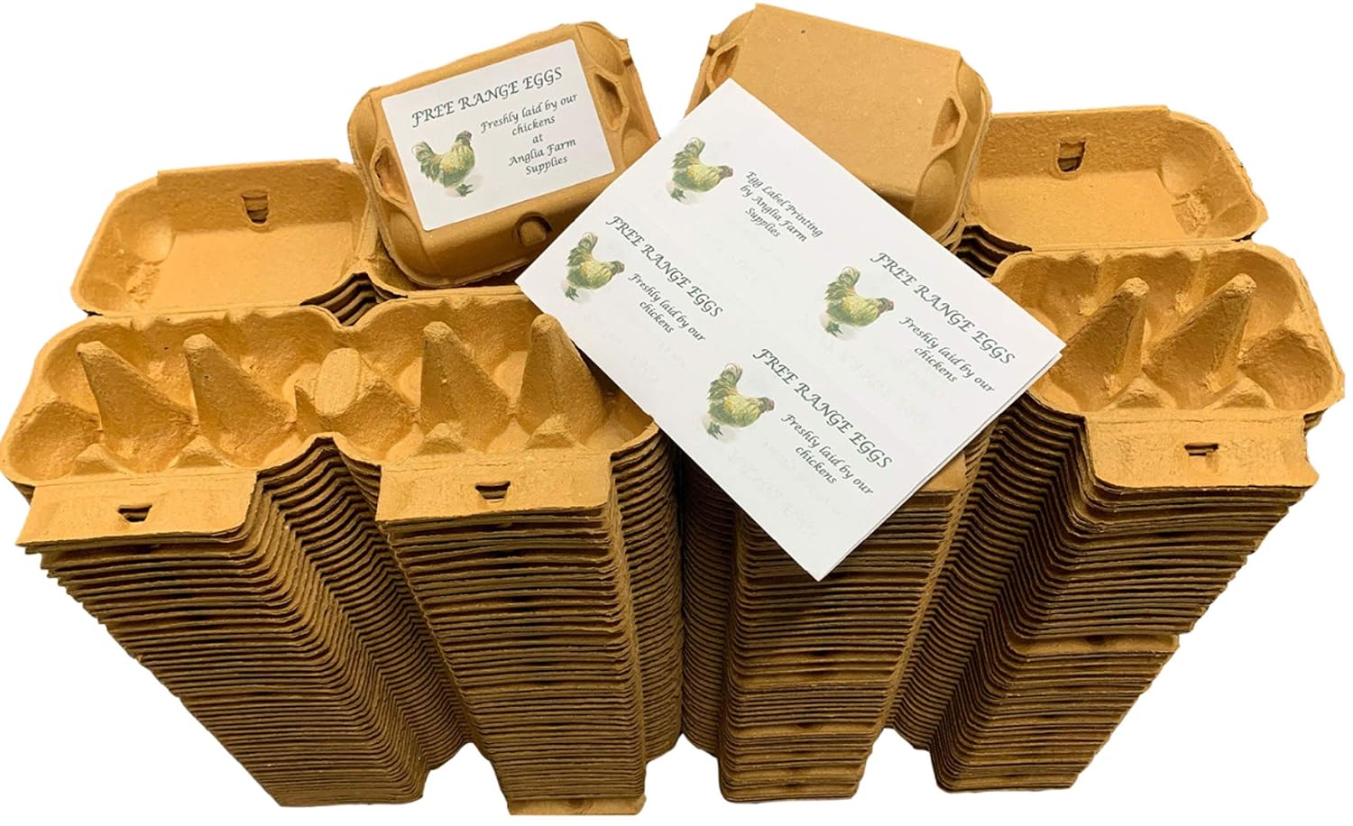 Anglia Farm Supplies - Coffee Tasty Brown Egg Boxes - half dozen carton box - holds medium to xl eggs includes sheet labels (100 Egg Boxes)