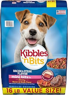 Kibbles 'n Bits Mini Bits Bacon & Steak Flavor, Dry Small Breed Dog Food, 16-Pound Bag