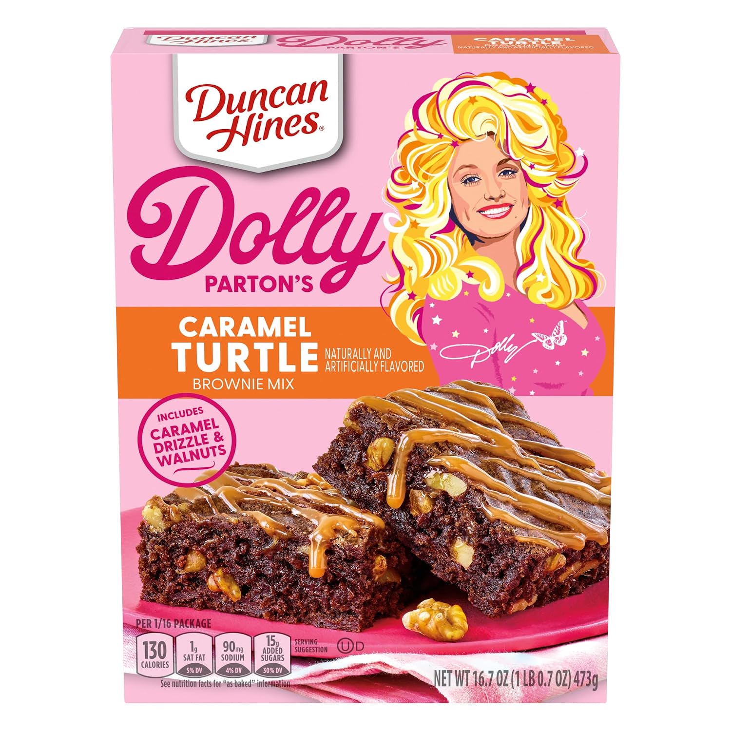 Duncan Hines Dolly Parton's Caramel Turtle Flavored Brownie Mix, 16.7 oz.