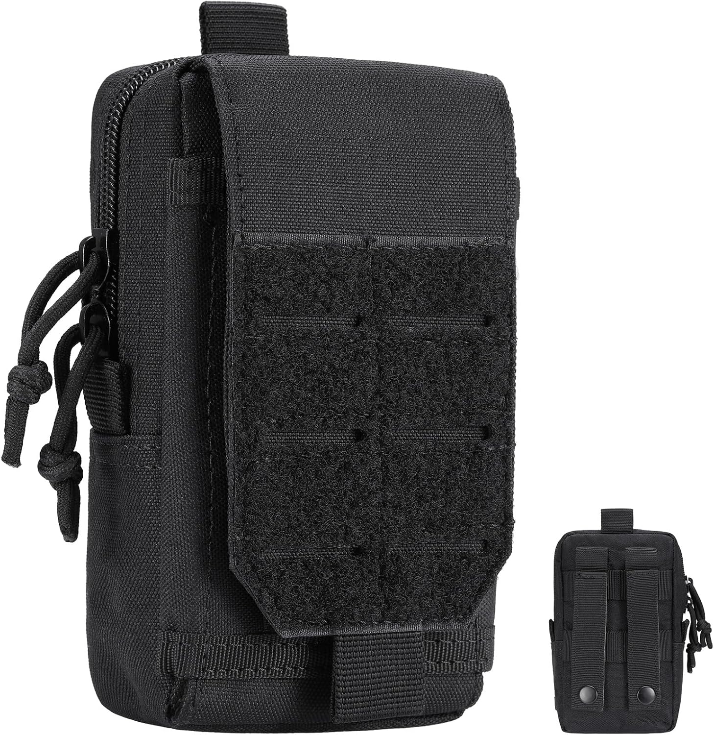 Hejo Tactical Molle Pouch, Utility Belt Pouch with Zipper, Molle Phone Pouch, Belt Bag for Men, Multifunctional Waist Bag for Sports, Hiking, Camping,Traveling, Cycling, Fishing (Black)