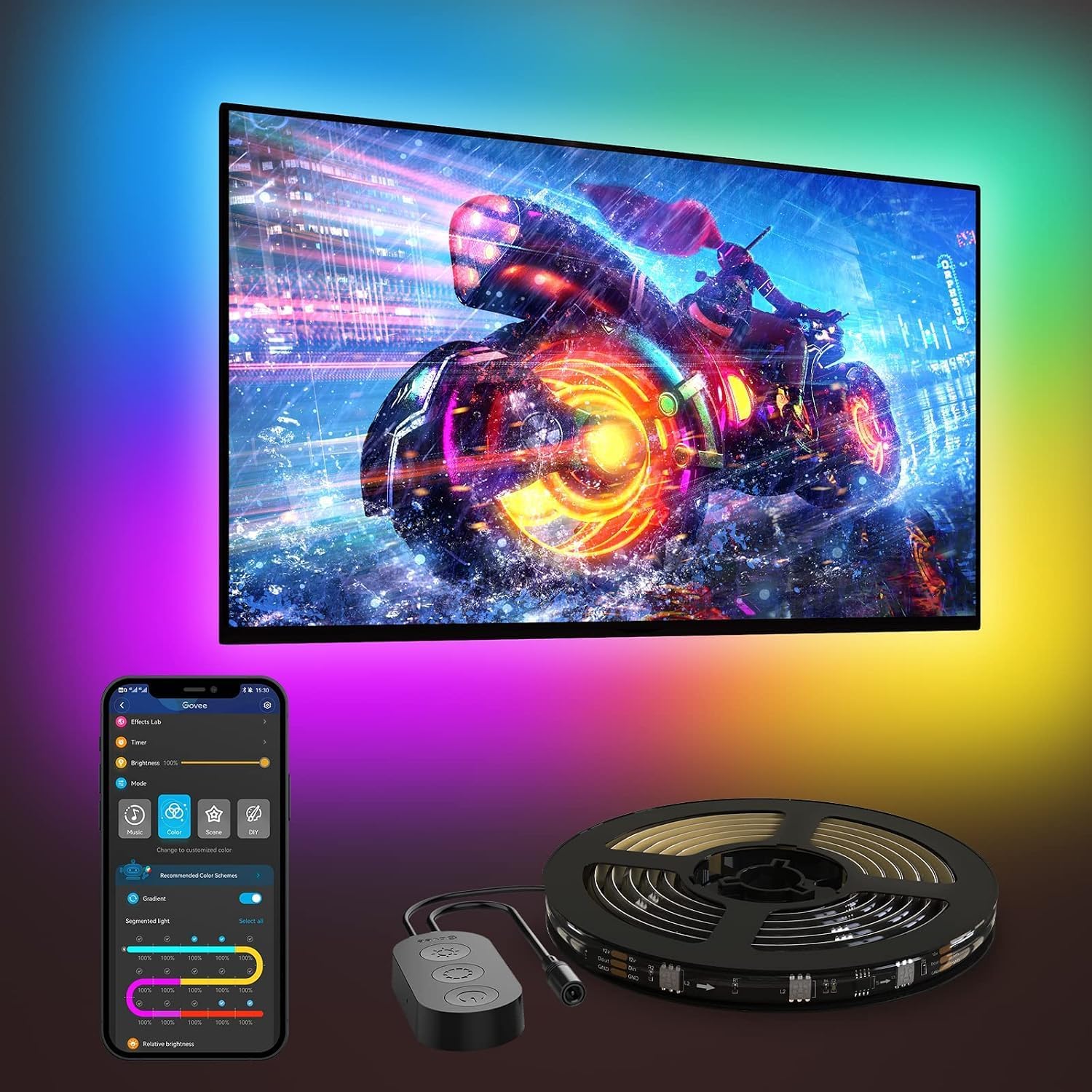 Govee TV LED Backlight, 3.8M RGBIC Strip for 55-65 inch TVs