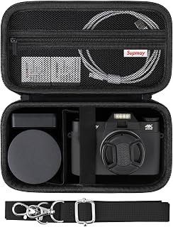 Vlogging Camera Case Compatible with Duluvulu/for TEBNGIHNM/for zheozeig/for Oiadek 4K Digital Camera, Vlog Camera Carrying Case for Lens, Usb Cable, Batteries and Other Accessories, Black