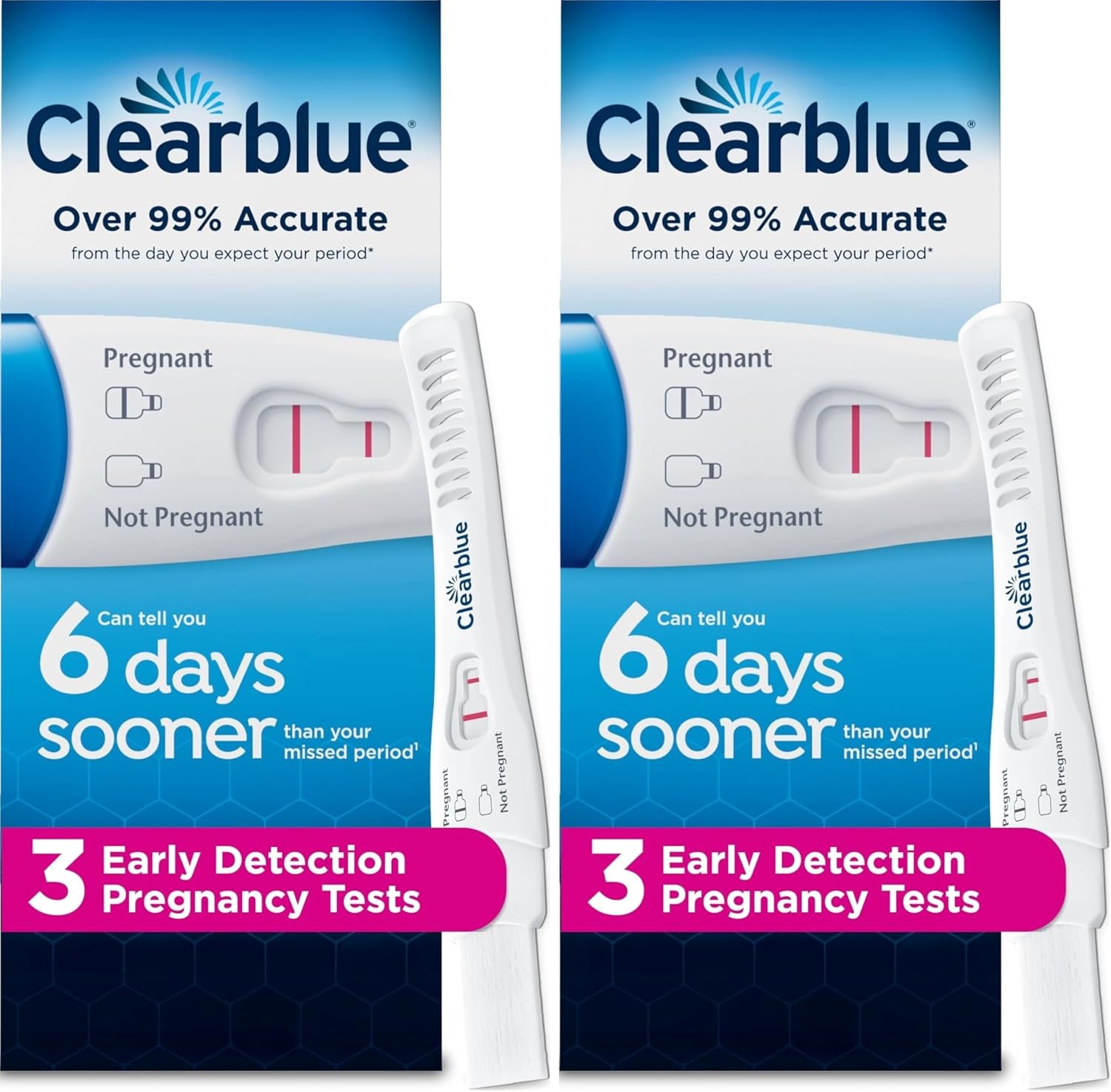 Clearblue Early Detection Pregnancy Test, 3 Ct (Pack of 2)