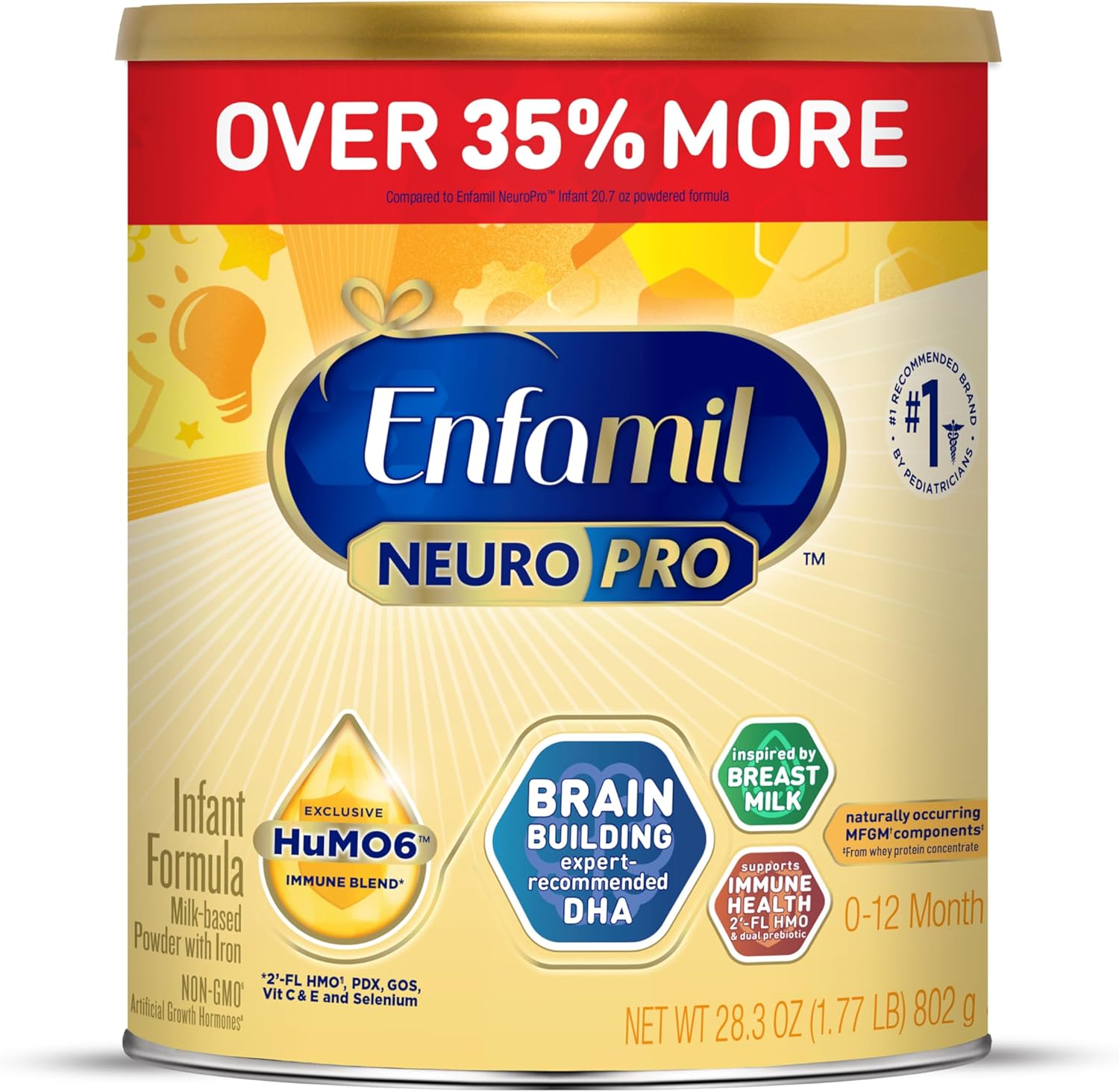 Enfamil NeuroPro Baby Formula, Brain Building Duo DHA & MFGM, Exclusive Immune Supporting HuMO6 Blend, Powder Infant Formula, Baby Milk, 28.3 Oz Value Can