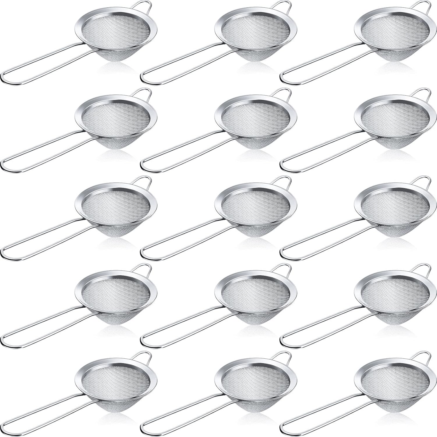 Yungyan 15 Pieces Tea Strainers Cocktail Strainer 3.3 Inches Stainless Steel Fine Mesh Tea Strainer Colander Conical Food Loose Practical Tool, Silver (Silver)