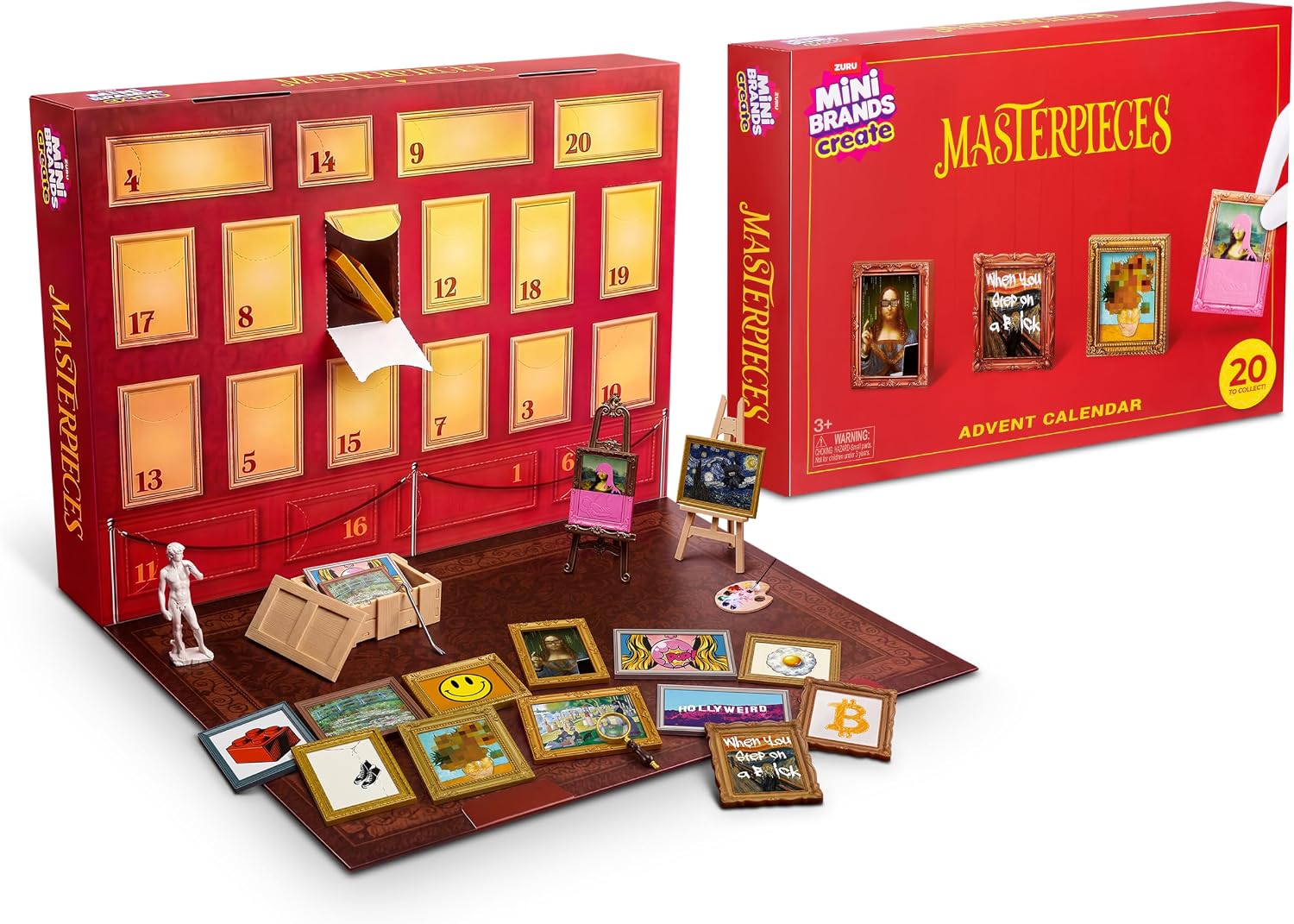 Mini Brands Mini Masterpieces Advent Calendar Series 1 By ZURU | 20 days of artistic surprises; 14 artworks, 1 mini statue & 5 accessories; famous masterpieces to collect; collector gift