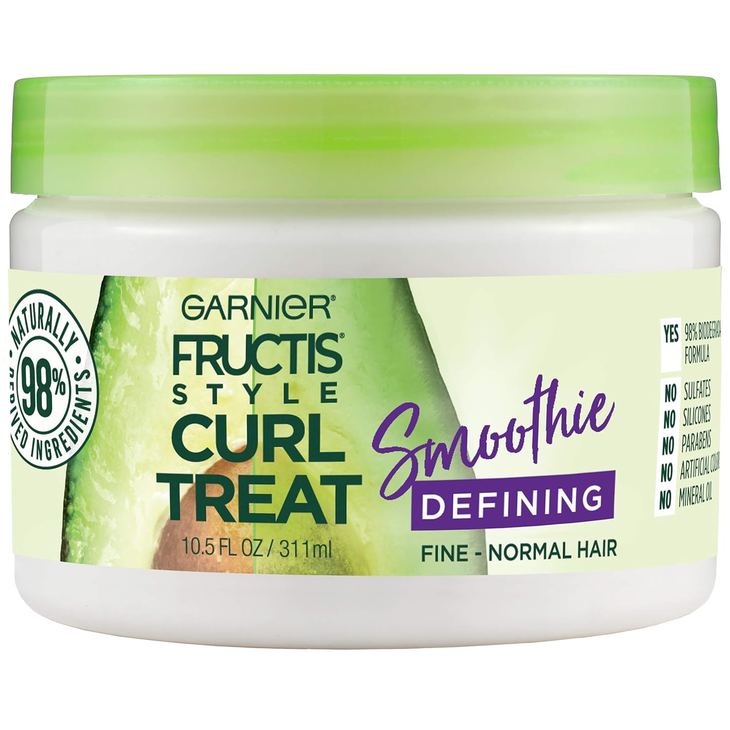 Garnier Fructis Style Curl Treat Defining Smoothie for Fine to Normal Curly Hair, 10.5 Ounce Jar