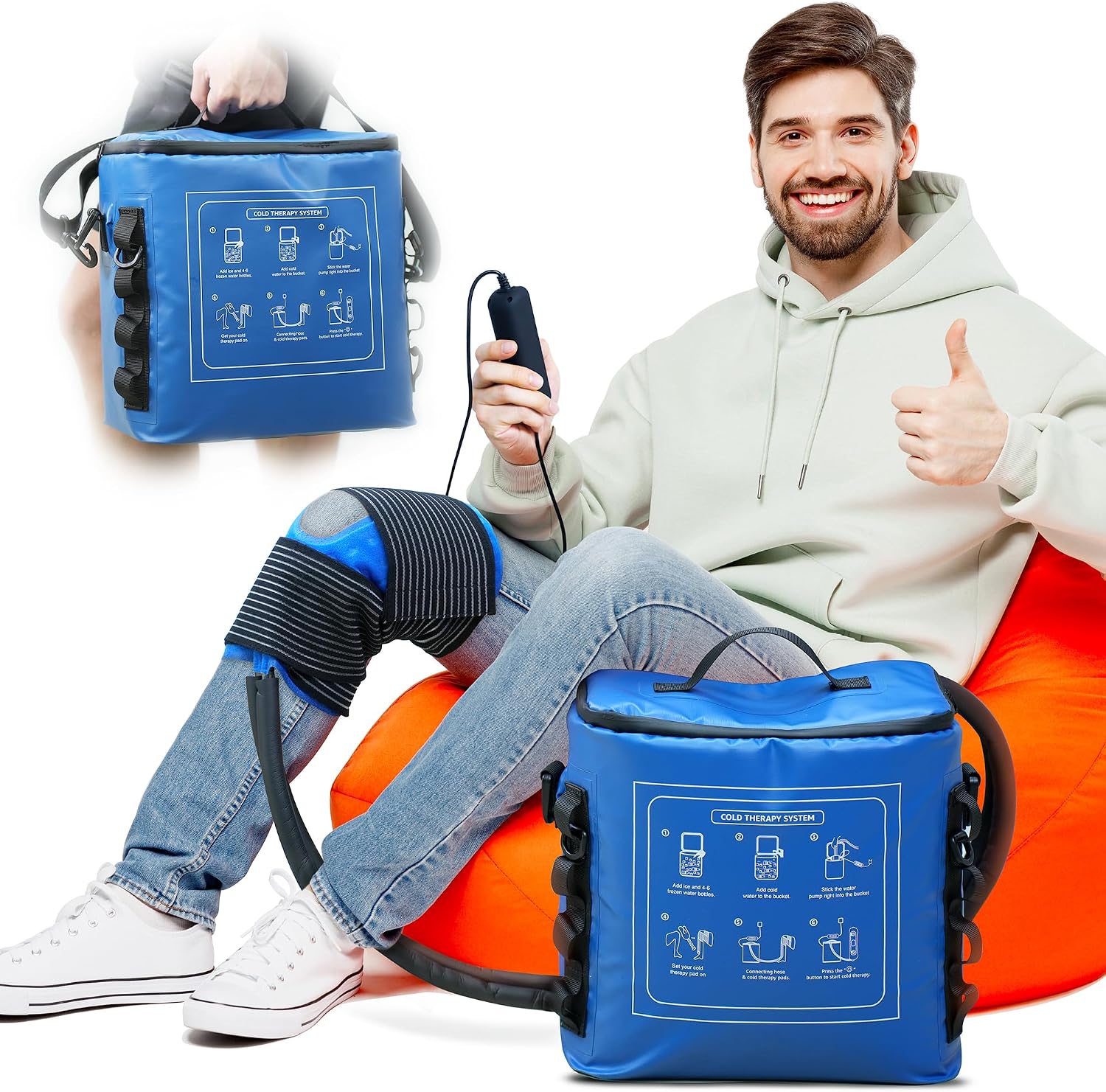 Ice Machine for Knee After Surgery, Cold Therapy Machine Portable Cooling Universal Cold Packs System for Pain Relief/Knee/Shoulder