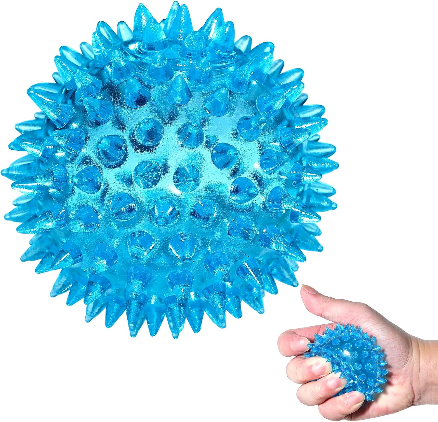 Foot Massage Ball, Spiky Massage Ball | Muscle Recovery Tool for Feet, Hand, Therapy Ball for Office Workers, Yoga, Seniors (2.5inches, Transparent-Blue)