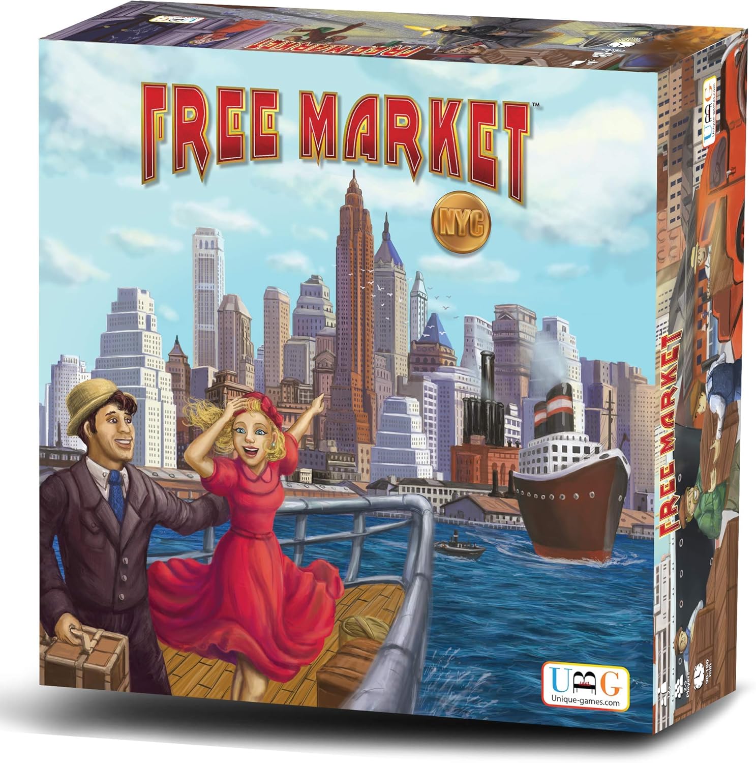 Free Market NYC Board Game | Economic and Worker Placement Board Game | Bundle with 2 Add-Ons