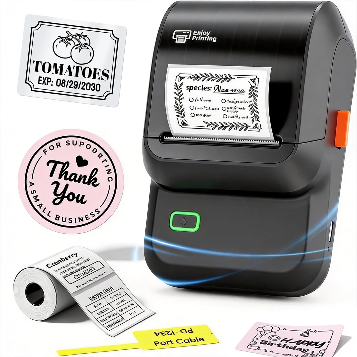M100 Mini Label Printer Machine and Labels for Food, Adress, Retail