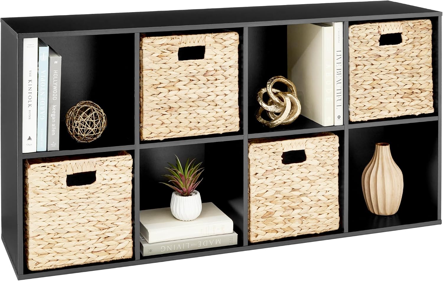 Best Choice Products 8-Cube Storage Organizer, 11in Shelf Opening, Bookcase, Display Shelf, Customizable w/ 3 Removable Back Panels – Black