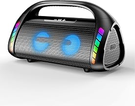 LFS Bluetooth Speaker,100W Loud Speakers Bluetooth Wireless with Deep Bass, Portable Bluetooth Speakers Wireless with Power Bank, LED Lights,Waterproof, 30hours Playtime for Outdoor Home