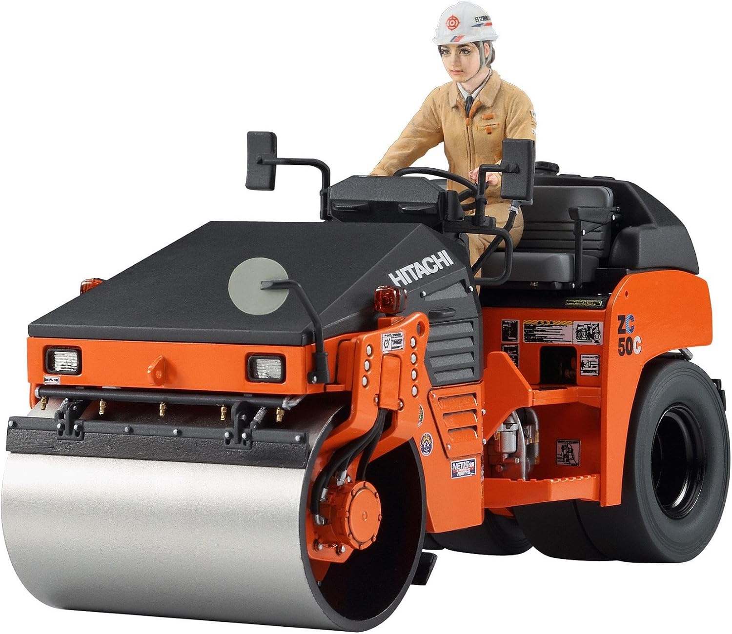 Hasegawa ZC50C-5 1/35 Construction Machine Series Hitachi Kenki Combined Vibration Roller, Plastic Model WM02