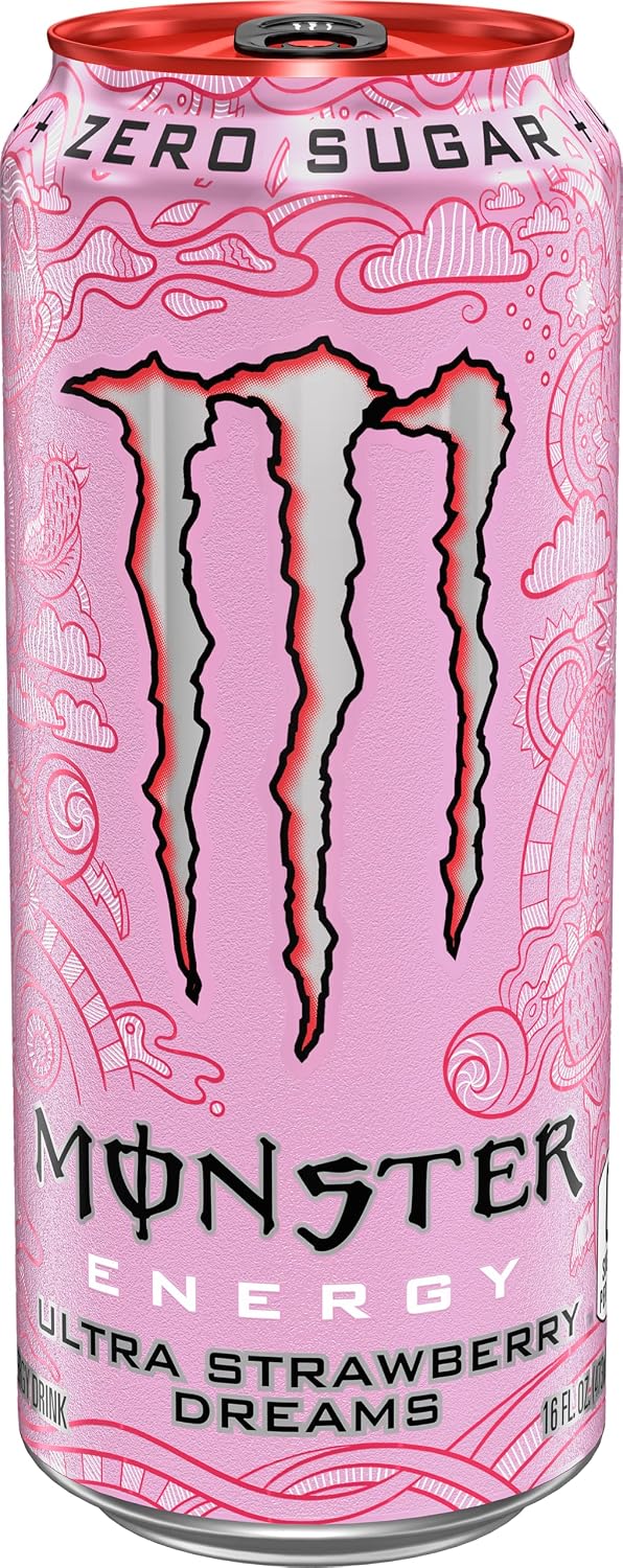 Monster Energy Ultra Strawberry Dreams, Sugar Free Energy Drink, 16oz