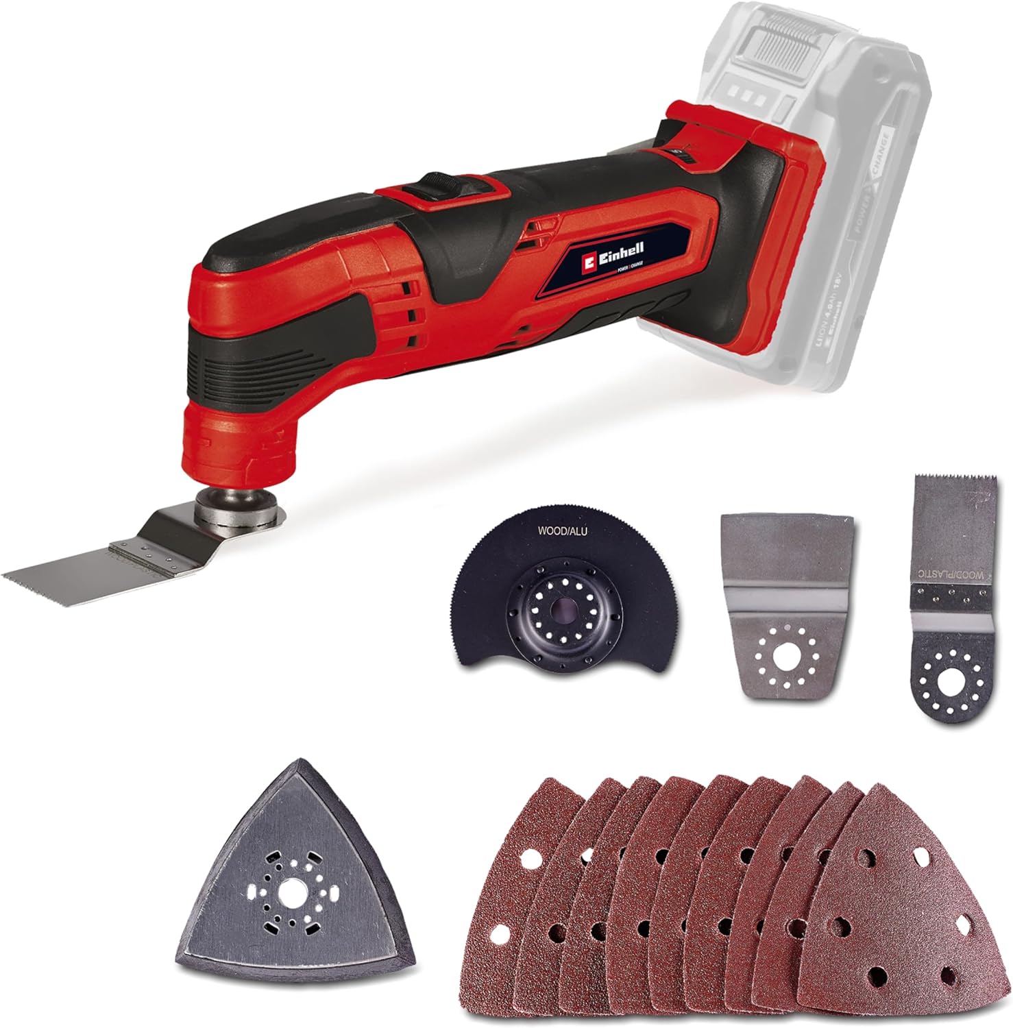 Einhell Power X-Change Cordless Multi Tool - 18V Multi-Use Cutting And Sanding Tool For Wood, Plastic And Metal - TC-MG 18 Li Oscillating Multi Tools With Accessories (Battery Not Included)
