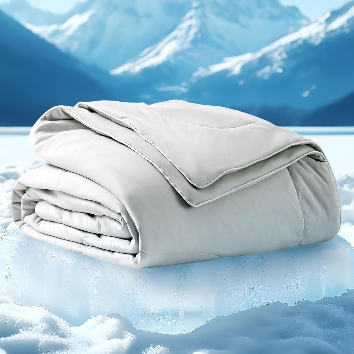 Bedsure Cooling Blankets for Hot Sleepers - Summer Blanket Queen Size, Cold and Lightweight Gift for Night Sweats, Ice Cooled Breathable Comforter for Bed, Grey, 90x90 Inches