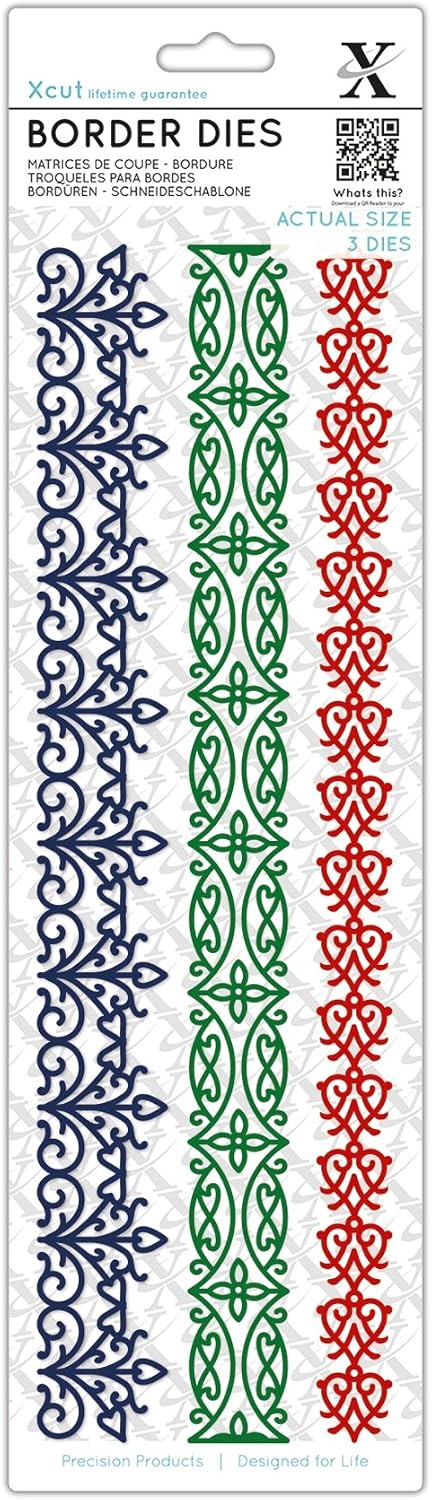 Xcut Border Dies Art & Craft Borders, 3 Pieces, Carbon Steel, Art Craft, Cutting Tool Supplies, Beautiful Decoration, Card Making, Tag, Wrapping, Scrapbooking, Invitation Making, Crafters Companion