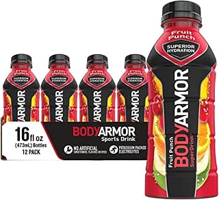 BODYARMOR Sports Drink Sports Beverage, Fruit Punch, Coconut Water Hydration, Natural Flavors With Vitamins, Potassium-Packed Electrolytes, Perfect For Athletes, 16 Fl Oz (Pack of 12)