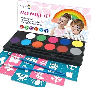 Maydear Face Painting Kit for Kids with 12 Colors Safe and Non-Toxic Large Water Based Face Paint (Matte)