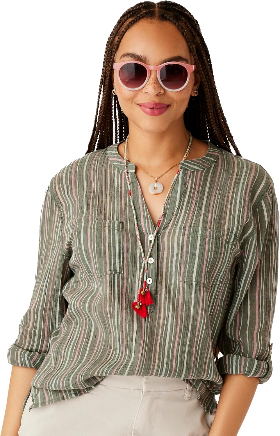 CARVE Designs Dylan Gauze Shirts for Women, Long Sleeve Cotton Relaxed Fit Shirt