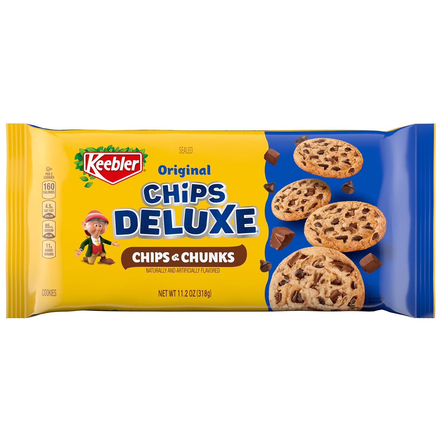 Keebler Chips Deluxe, Chips & Chunks Chocolate Chip Cookies, 11.2 Oz