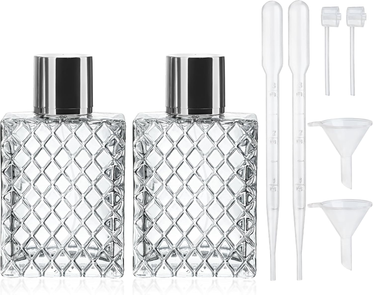 YU FENG 2 Pack Refillable Glass Spray Perfume Bottles 100ml / 3.4 oz Cosmetic Fine Mist Atomizer Bottle Empty Portable Clear Glass Essential Oil Container for Travel