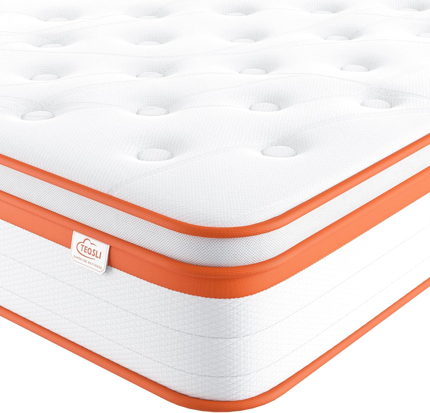 TeQsli King Size Mattress 5FT, 10 Inch Gel Memory Foam 7 Zone Orthopedic King Mattress Pocket Sprungs Wave Memory Foam Hybrid - Medium Firm 10-Year Support 150x200x25 cm